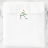 Schnitzender Stockmann Runder Aufkleber (Tasche)