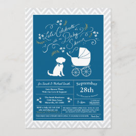 Schnoodle Dog Baby Shower Boy Blue Einladung