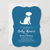 Schnoodle Dog Baby Shower Boy Blue Einladung (Vorderseite)