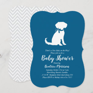 Schnoodle Dog Baby Shower Boy Blue Einladung