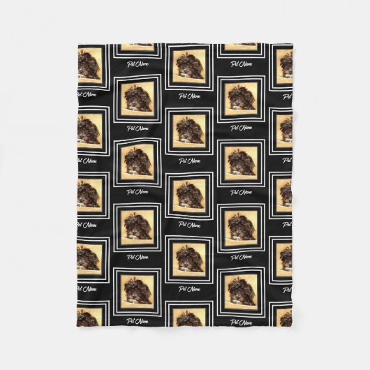 Schnoodle Dog Black Fleece Blanket (Vorderseite)