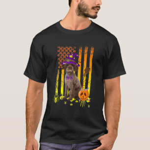 Schnoodle Dog Pumpkin American Flag Halloween Hund T-Shirt