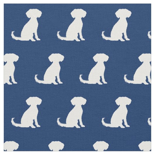 Schnoodle Dog Silhouette Pet Navy Blue Stoff (Nahaufnahme)