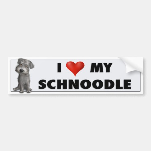 Schnoodle (grauer) Liebe-Aufkleber Autoaufkleber (Vorne)