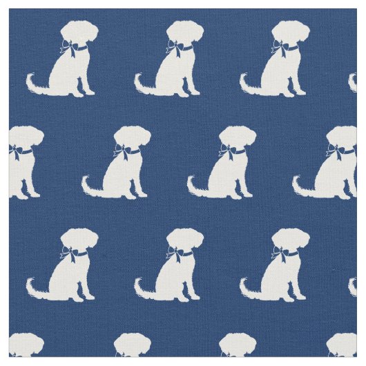 Schnoodle Hund Silhouette Blauer Navy Stoff (Nahaufnahme)