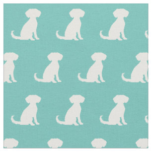 Schnoodle Hund Silhouette Haustier Aquamarin Stoff