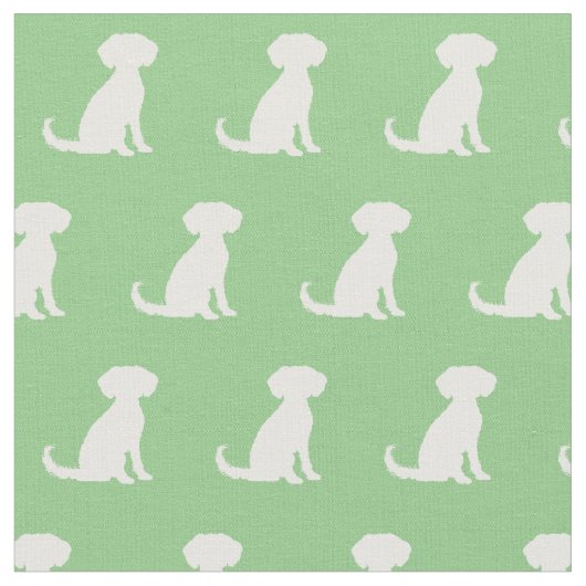 Schnoodle Hund Silhouette Pet Sage Green Stoff (Nahaufnahme)