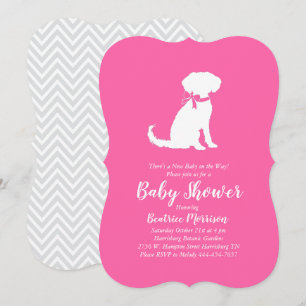 Schnoodle-Hunde-Baby-Party Mädchen Rosa Einladung