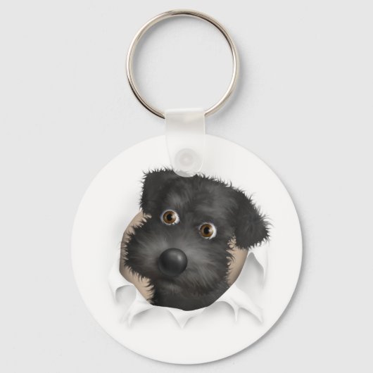 Schnoodle (schwarz) Buckel Schlüsselanhänger (Vorderseite)
