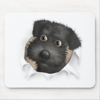 Schnoodle (schwarz) heraus sprengend mousepad