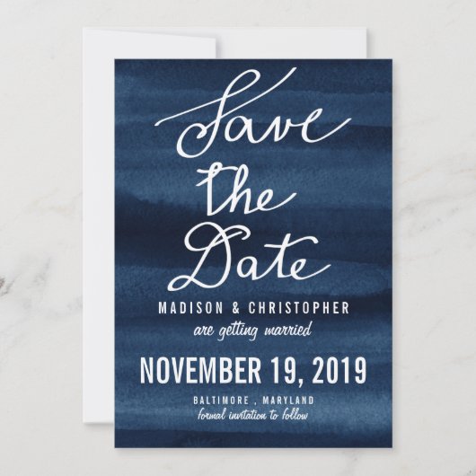 Schnorchel Blue Watercolor Modern Save the Date (Vorderseite)