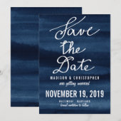 Schnorchel Blue Watercolor Modern Save the Date (Vorne/Hinten)
