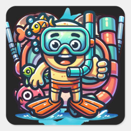 Schnorchel Typ Quadratischer Aufkleber