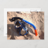 Schnorchel und Brille am Strand Postkarte (Vorne/Hinten)