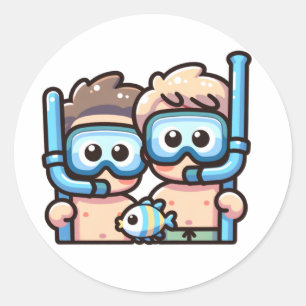 Schnorchelfreunde Runder Aufkleber