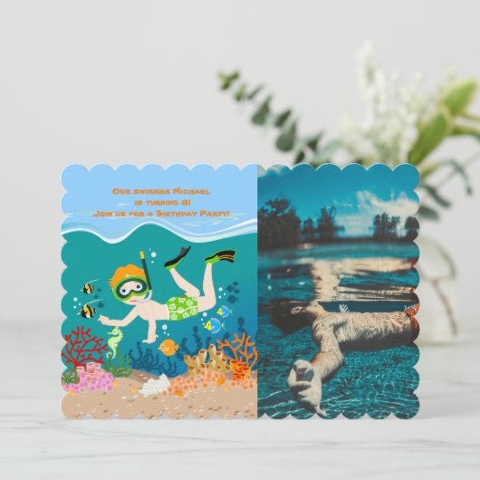 Schnorcheljunge Einladung (Stehend Vorderseite)