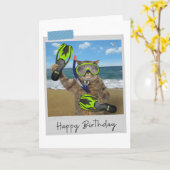 Schnorchelkatze Funny Birthday Card Karte (Gelbe Blume)