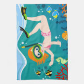 Schnorchelmädchen Küchentuch (Vertikal)