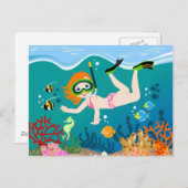 Schnorchelmädchen Postkarte (Vorne/Hinten)