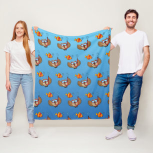 Schnorchelmaske und tropische Fische Fleecedecke
