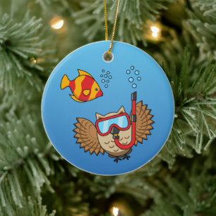 Schnorchelmaske und tropische Fische Keramik Ornament