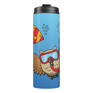 Schnorchelmaske und tropische Fische Thermosbecher