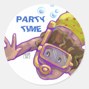 Schnorcheln Boy Party Time Anpassbare Sticker