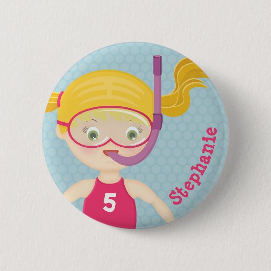 Schnorcheln Girl Beach Party Button (Vorderseite)