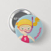 Schnorcheln Girl Beach Party Button (Vorne & Hinten)