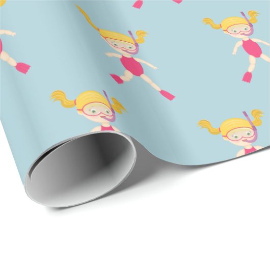 Schnorcheln Girl Beach Party Geschenkpapier (Rolleneckpunkt)