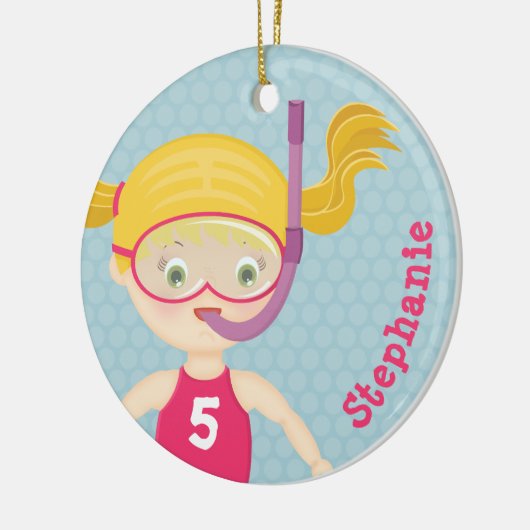 Schnorcheln Girl Beach Party Keramik Ornament (Links)