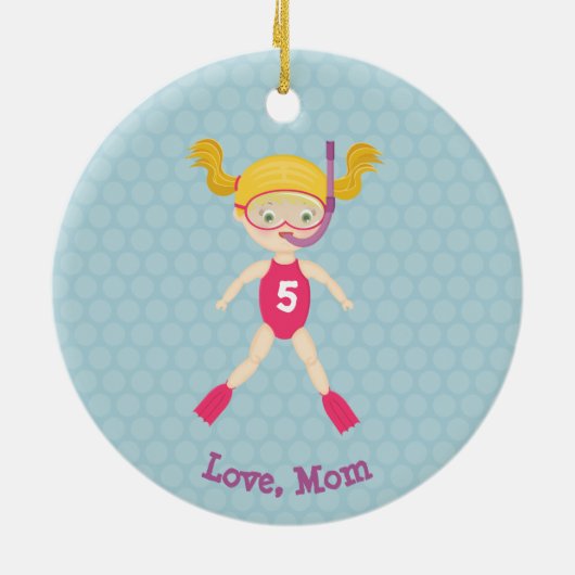Schnorcheln Girl Beach Party Keramik Ornament (Hinten)