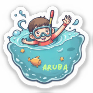Schnorcheln in Aruba kleiner Junge Aufkleber
