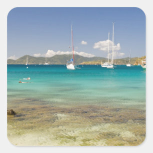 Schnorcheln in idyllischer Piraten Bucht, Bucht, Quadratischer Aufkleber