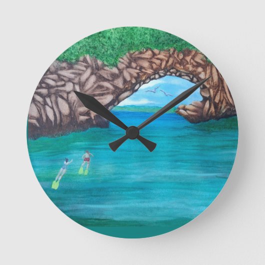 Schnorcheln in Wunderland Runde Wanduhr (Vorderseite)