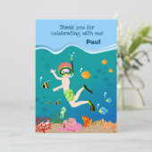 Schnorcheln mit tropischen Fischen Junge Geburtsta Dankeskarte (Stehend Vorderseite)