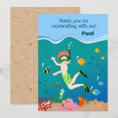 Schnorcheln mit tropischen Fischen Junge Geburtsta Dankeskarte (Vorne/Hinten)