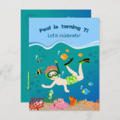 Schnorcheln mit tropischen Fischen Junge Geburtsta Einladungspostkarte (Vorne/Hinten)