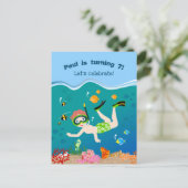 Schnorcheln mit tropischen Fischen Junge Geburtsta Einladungspostkarte (Stehend Vorderseite)