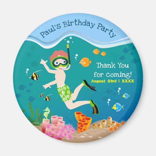 Schnorcheln mit tropischen Fischen Junge Geburtsta Magnet (Vorne)