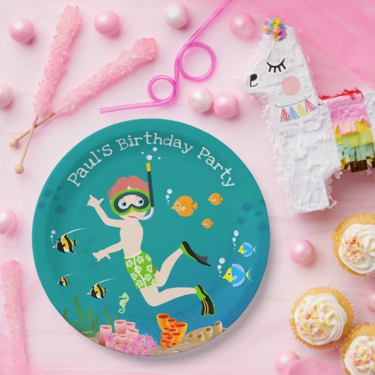 Schnorcheln mit tropischen Fischen Junge Geburtsta Pappteller (Party)