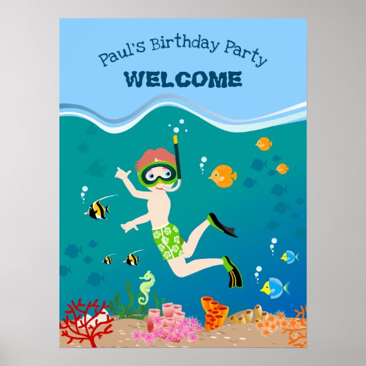 Schnorcheln mit tropischen Fischen Junge Geburtsta Poster (Vorne)