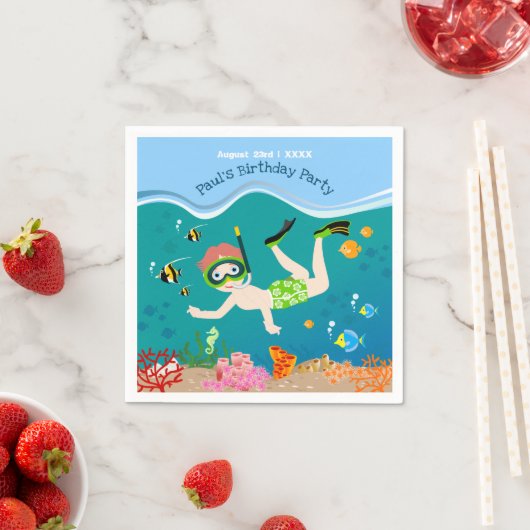 Schnorcheln mit tropischen Fischen Junge Geburtsta Serviette (Beispiel)