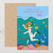 Schnorcheln mit tropischen Fischen Mädchen Geburts Dankeskarte (Vorne/Hinten)