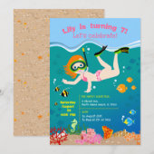 Schnorcheln mit tropischen Fischen Mädchen Geburts Einladung (Vorne/Hinten)