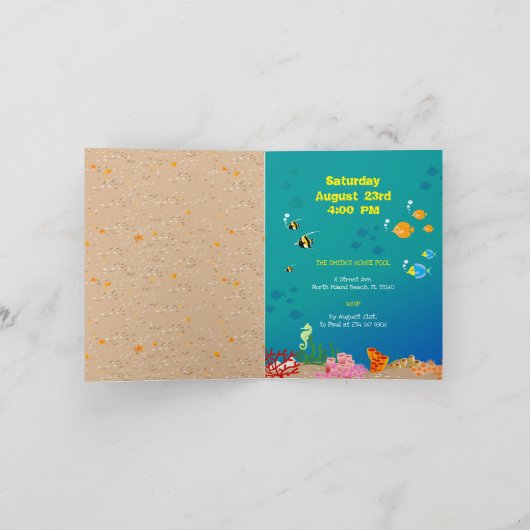 Schnorcheln mit tropischen Fischen Mädchen Geburts Einladung (Innenseite)