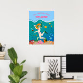 Schnorcheln mit tropischen Fischen Mädchen Geburts Poster (Heimbüro)