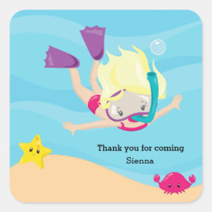 Schnorcheln Quadratischer Aufkleber