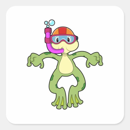 Schnorcheln Quadratischer Aufkleber (Vorderseite)