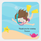 Schnorcheln Quadratischer Aufkleber (Vorderseite)